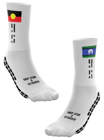 GRIP STAR INDIGENOUS OZTAG WHITE CUSTOM REP CREW SOCK - Oztagger