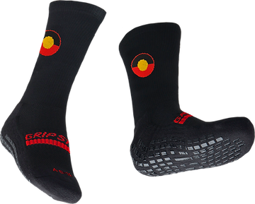 GRIP STAR INDIGENOUS BLACK CREW SOCK - Oztagger
