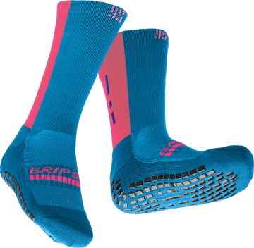 GRIP STAR 50/50 BLUE / PINK CREW SOCKS