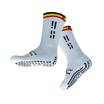 GRIP STAR ABORIGINAL 3 STRIPES WHITE CREW SOCK - Oztagger