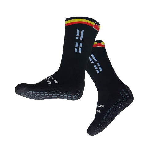 GRIP STAR ABORIGINAL 3 STRIPES BLACK CREW SOCK - Oztagger