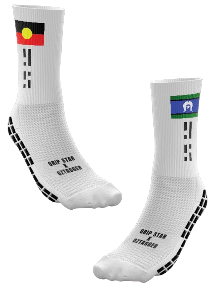 GRIP STAR INDIGENOUS OZTAG WHITE CUSTOM REP CREW SOCK - Oztagger