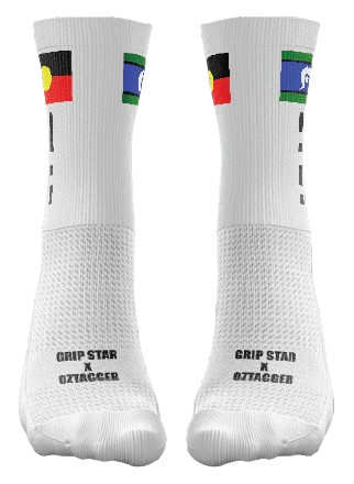 GRIP STAR INDIGENOUS OZTAG WHITE CUSTOM REP CREW SOCK - Oztagger