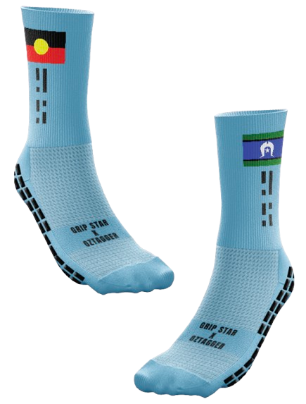 GRIP STAR INDIGENOUS OZTAG SKY BLUE CUSTOM REP CREW SOCK - Oztagger