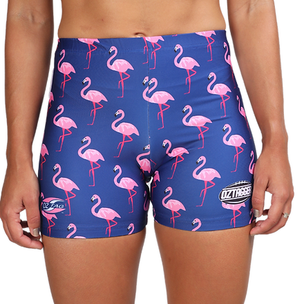 Yogahose Rosa Flamingo - Damen Leggings Kurz Mit Seitentaschen